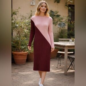 Lascana color block crew neck sweater dress, size 10, NWT